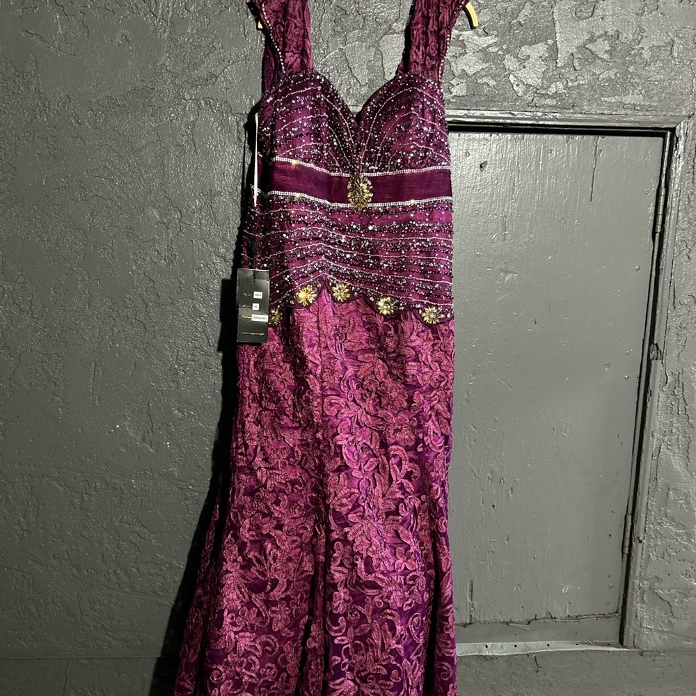 Elegant Purple Embellished Evening Gown